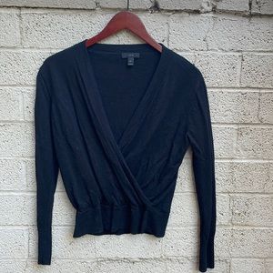 J.Crew Black Cross Front Merino Sweater